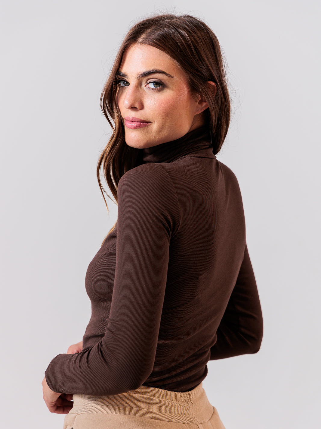 Ribbed Turtleneck — Espresso