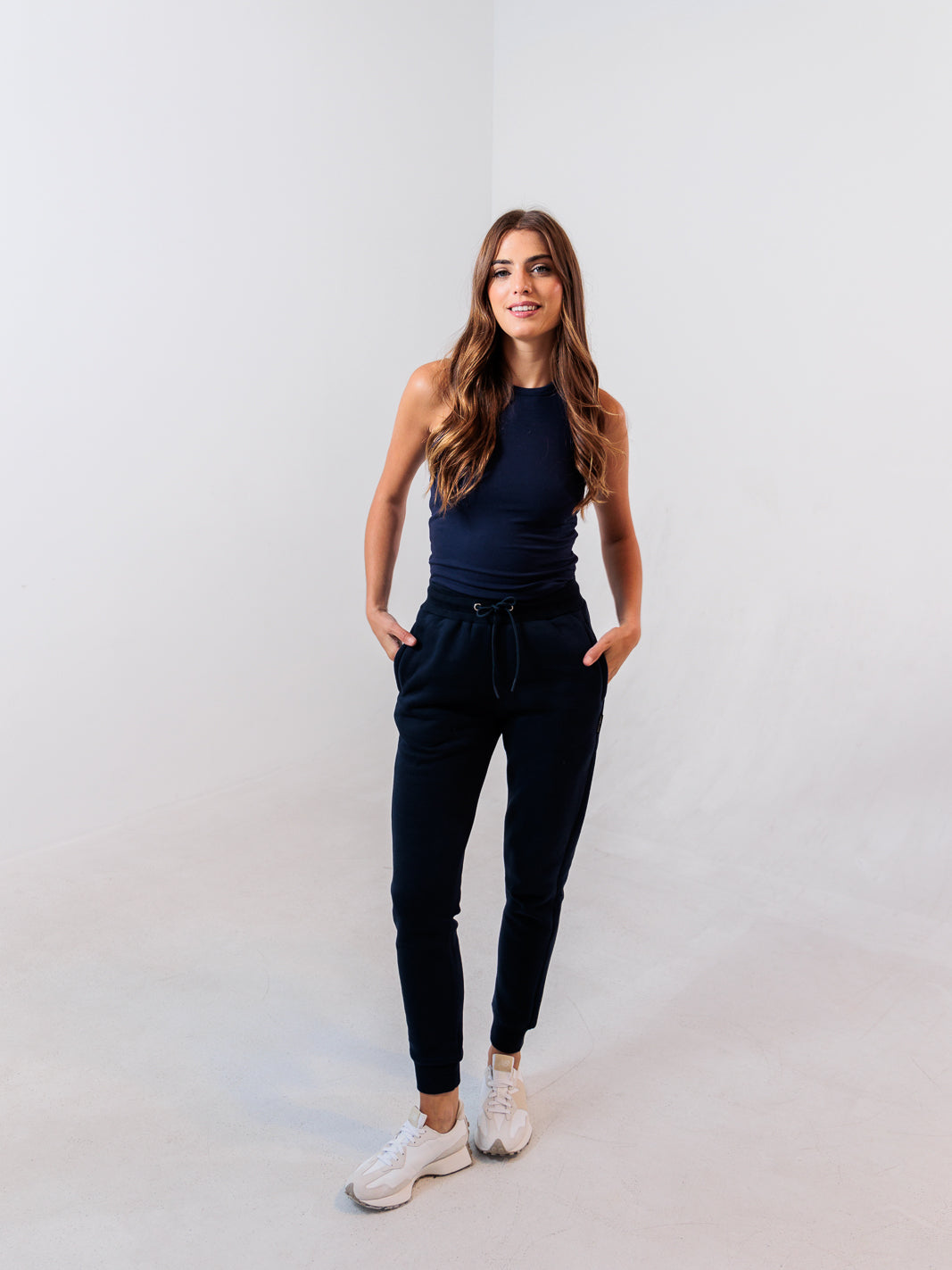 Essential Ribbed Tank — Navy