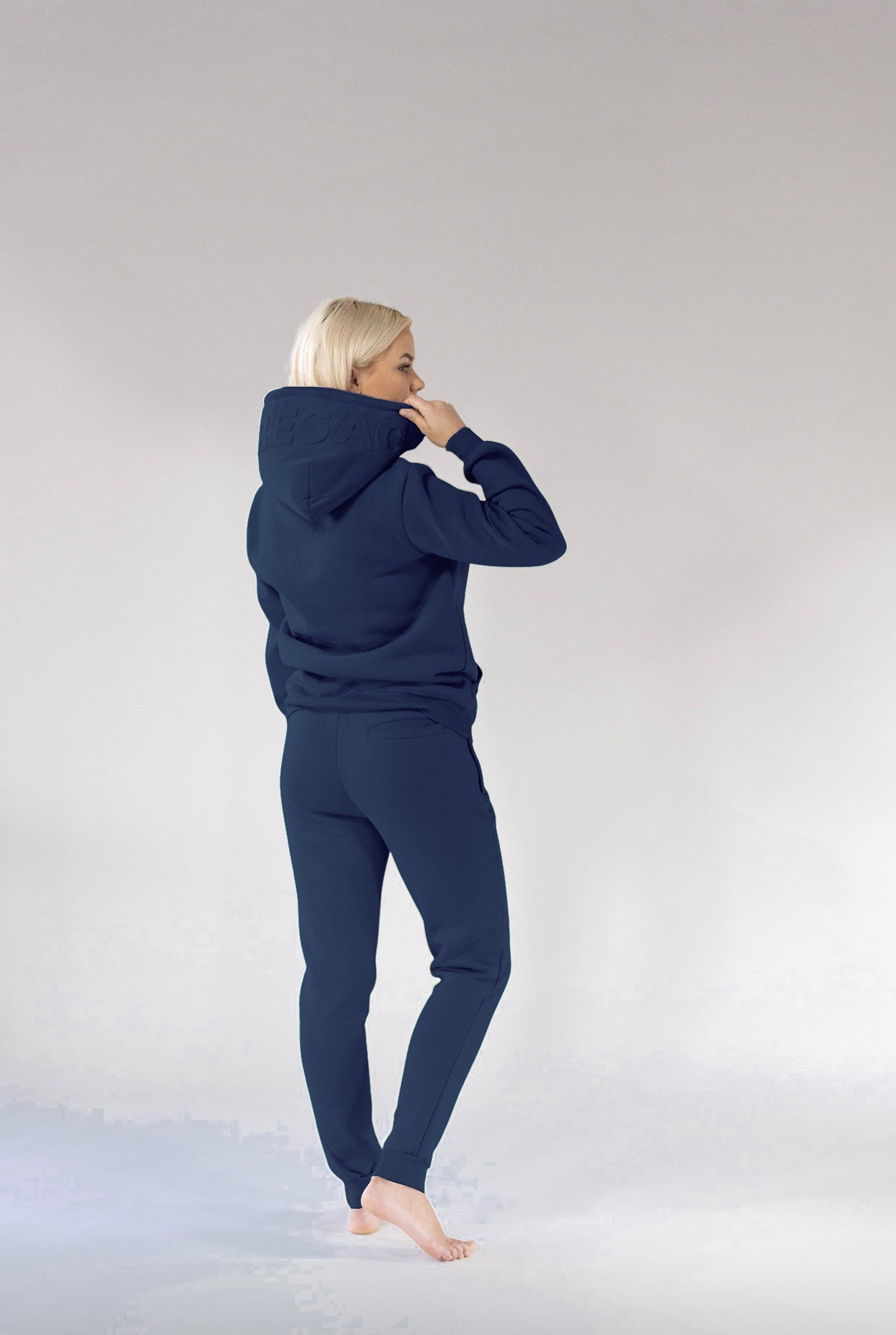 Embossed Hoodie — Navy