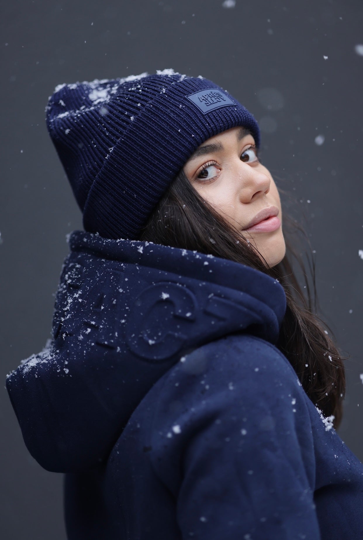 Embossed Hoodie — Navy