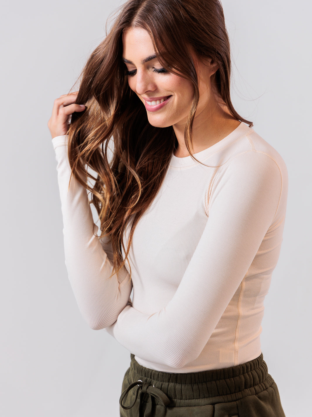 Essential Ribbed Long Sleeve — Crème