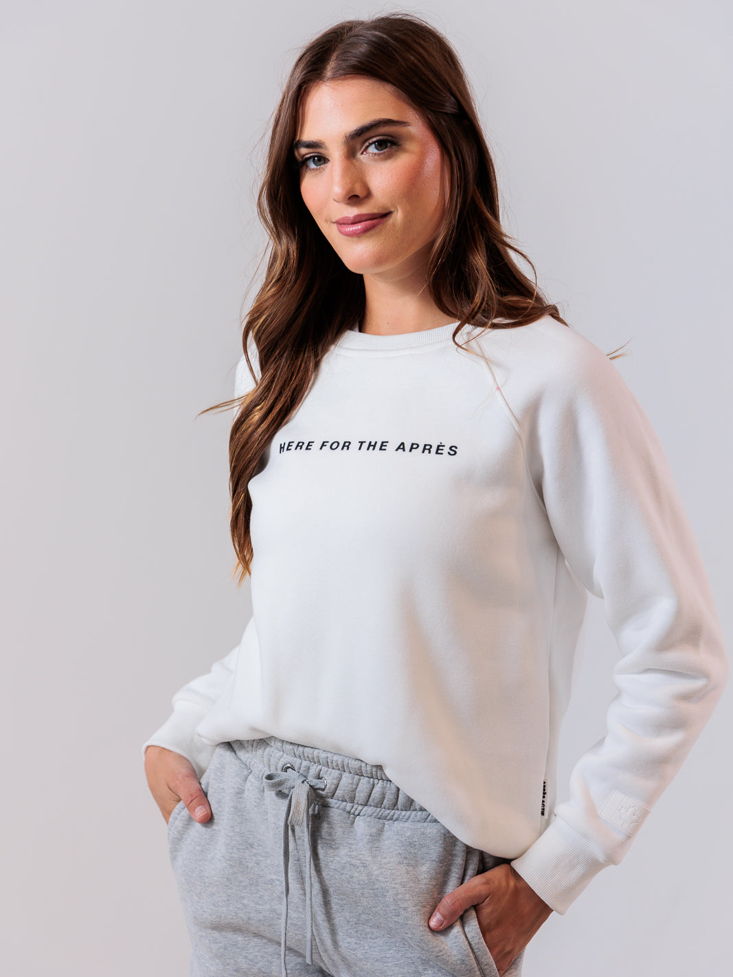 Here For The Après Crewneck — White