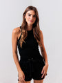 Essential Ribbed Tank — Black