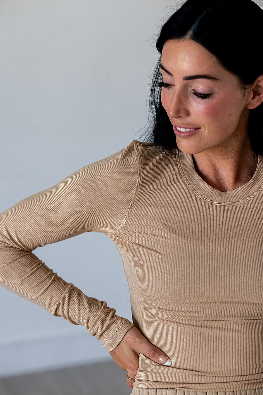 Essential Ribbed Long Sleeve — Champagne