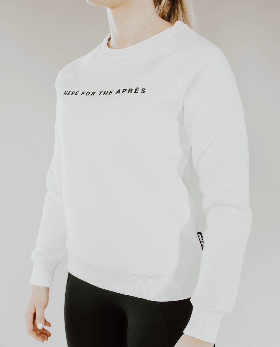 Here For The Après Crewneck — White